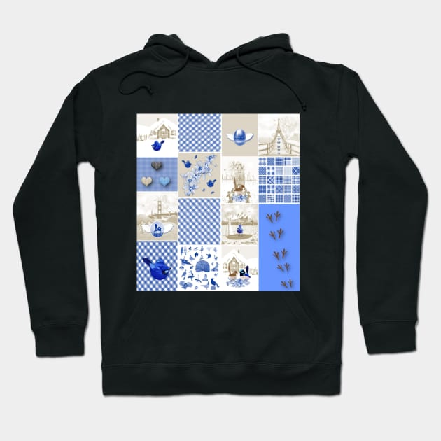 Bird Lovers Patchwork Pattern Hoodie by KC Morcom aka KCM Gems n Bling aka KCM Inspirations